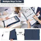 Clipboard with Storage,Heavy Duty Clip Boards 8.5x11 with 2 Storage Case,Clear Visible Top Panel Storage Clipboards,Side Opening Clip Boards,Nursing Clipboard Folder Case for Office Supplies-Grey Blue