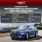 LASFIT Floor Mats for Mercedes Benz GLC 2023-2026 (Coupe Only for 2024-2026), GLC300 / GLC350e / GLC43 AMG/GLC 63 AMG S E, All Weather TPE Floor Liners Custom Fit GLC Car Mats 1st & 2nd Row Set
