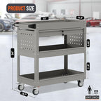 3 Tier Rolling Tool Cart, Heavy Duty Tool Cart on Wheels for Mechanics,400 LBS Tool Cart with Drawers for Garage, Warehouse & Repair Shop (Gray)