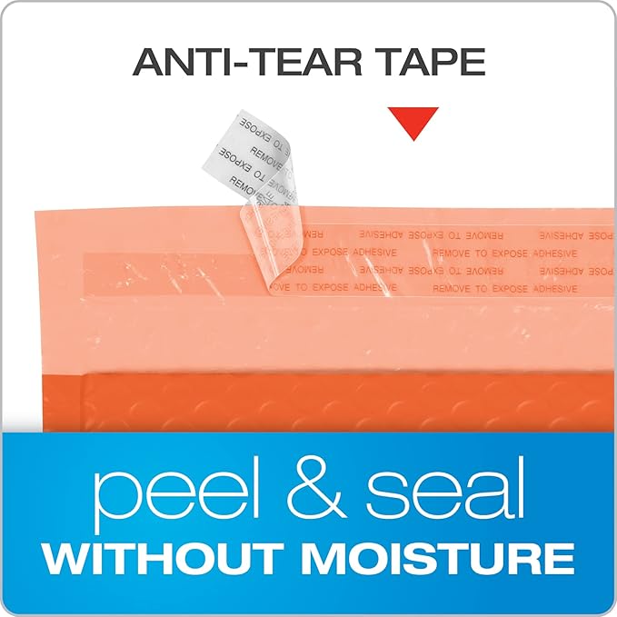 Quality Park Bubble Mailers, 8.5 x 11 Inch, Orange Poly Mailers, Padded Envelopes, Shipping Envelopes, Water Resistant, Self Seal, 25 per box (QUA85868), Letter
