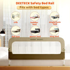 Bed Guard Rail for Toddlers - 59" Adjustable Heights & Folding up Portable Bed Railing for Baby - Toddler Bed Rails Guard for Crib, Twin, Bunk,Full Size, Queen & King Bed