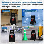 2 Pack 24 Inch Blank Floor Sign Black A-frame Foldable Caution Sign Stick/Write-On Double Sided Safety Warning for Pool Restaurant Restroom Office
