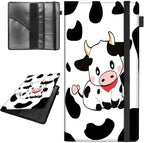 Car Registration and Insurance Holder,Leather Vehicle Glove Box Organizer Wallet for Document,Perfect for any Car,Truck,Motorcycle,Driver License,Trailer or Boat,Men & Women,Black White Milk Cow