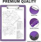 Rimilak Plastic Clipboard with Storage, Side Opening with 2 Compartment, Size 13.3 x 9.4 x 1.5 Heavy Duty High Capacity Nursing Box for Work School & Office Supplies, Dark Purple
