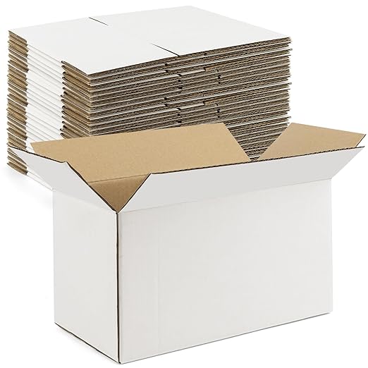 Golden State Art 11x6x6 Inches White Shipping Boxes 28 Pack, Corrugated Cardboard Box for Small Business Mailing Shipping and Storage