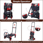 2-in-1Hand Truck Dolly Foldable with Folding Basket,330LBS Capacity Handtruck,Hand Truck Foldable Dolly with 4 Wheels,Dolly Cart with Retractable Handle,Folding Hand Cart for Moving