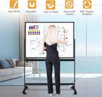 H-Qprobd 48"x36" Mobile Whiteboard Double-Sided Magnetic Dry Erase Board on Wheels - Comercial Rolling White Boards with Sturdy Stand for Home, Office & School