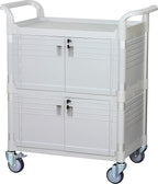 JaboEquip Large Lockable Medical Cart 3 Shelf Hospital Cart Overall Size L34.43xD19.69 inch, JBG-3D2, 606 lbs Load Cap. Off-White (Light Grey) Color