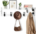 29'' Coat Rack Wall Mount with Shelf, Coat Hanger Wall Mount with Key Hooks and Mail Holder, Wood Entryway Floating Shelf with Hooks and Storage, Hat Rack for Wall Key Holder Mail Organizer