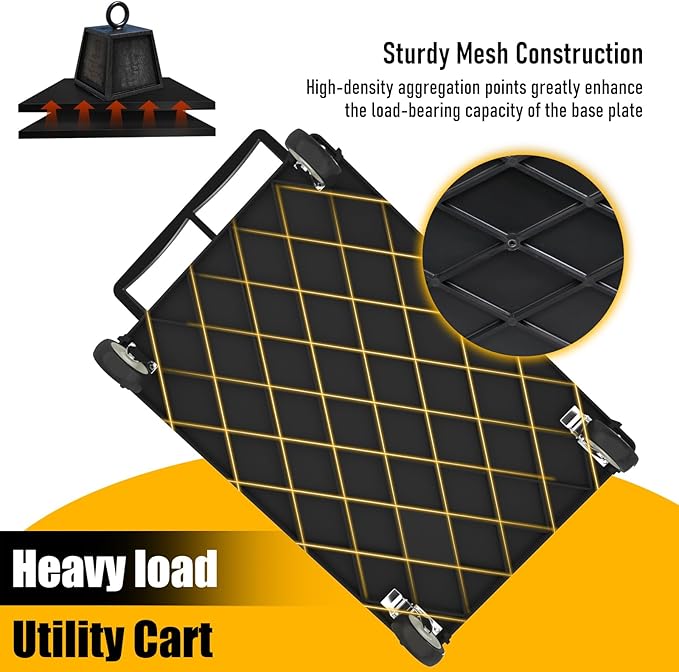Utility Rolling Tool Cart, 40 x 17-Inch Plastic Rolling Carts Huge Storage W/Deep 2-Shelf Heavy Duty Service Carts with Wheels,550 lbs Capacity Organizer for Garage,Warehouse,Workshop-Medium