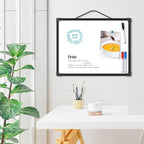 MaxGear Double-Sided Dry Erase Board, 14"x11" Mini Hanging Whiteboard, Small White Board with 3 Dry Erase Markers and 3 Magnets, Portable for Planning, Drawing, Memo, to Do List, Black Frame