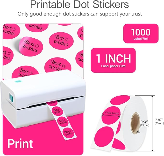 1 Inch Circle Dot Stickers 4000PCS Color Coding Thermal Labels Dots Writable Printable Small Round Stickers for Office, Classroom, Inventory, Garage, Organizing Storage, 4 Colors Mixed Color