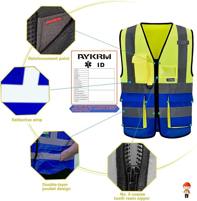 safety vest yellow and blue