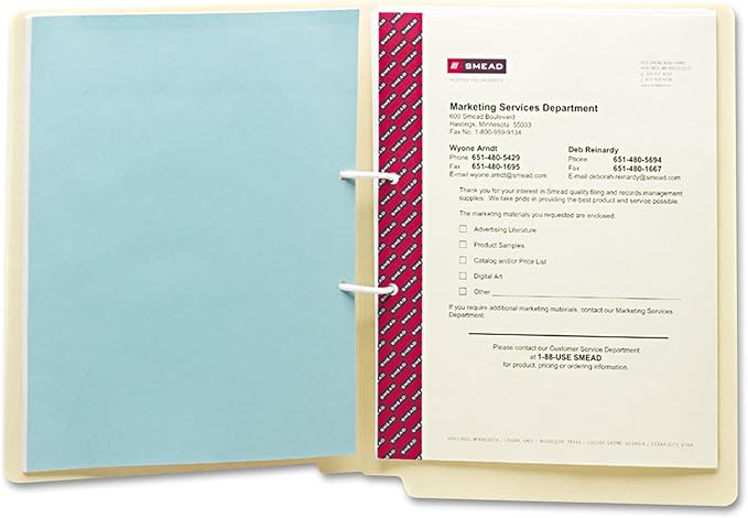 Smead End Tab Fastener File Folder, Shelf-Master® Reinforced Straight-Cut Tab, 1 U-Clip Fastener, Letter Size, Manila, 50 per Box (34112)