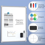 MaxGear Double-Sided Dry Erase Board for Wall, 16"x12" Hanging Whiteboard, Small Dry Erase White Board kit, Portable Whiteboard for Planning, Drawing, Memo, to Do List, Grey Frame