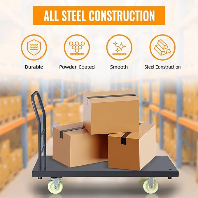 Heavy Duty Platform Truck, Industrial Panel Truck Cart 360 Degree Swivel Wheels, Flatbed Cart Add Reinforcing Steel Bar with 2500 Lbs Capacity, 47X 24 Inch
