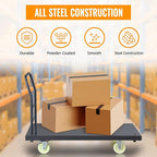 Extra Large Platform Truck Cart, 47 X 24 Dollies Cart, Heavy Duty Push Cart Dollies with 2500 LBS Capacity, Foldable Flat Cart Hand Trucks with 5" Swivel Wheels