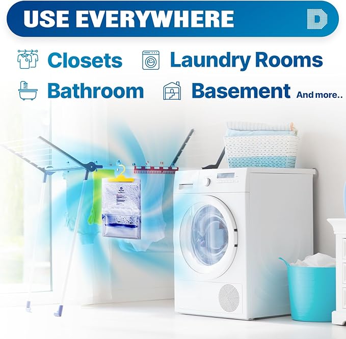 Dry & Dry 7 Packs (14.1 Oz/Pack) Moisture Absorbers - Dehumidifiers for Home, Basement & Bedroom - Portable, Continuous Operation - Plastic Material