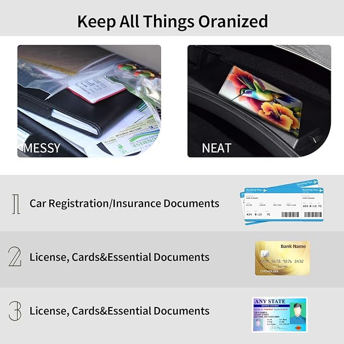 Car Registration & Insurance Holder, Leather Glove Box Organizer, Unisex, Multicolor, Patterned, CADDY, 6 Compartments, 5.1 inches