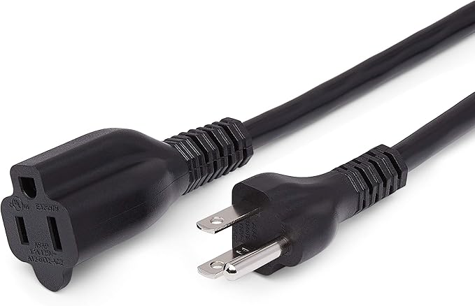 Amazon Basics Extension Cord, 13 Amps, 125V, 6 Foot, Black - Pack of 2