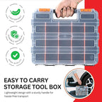 Andalus Tools Organizer Box, Small Parts Storage 34-Compartment Double-Sided Portable Hardware Organizer Removable Plastic Dividers for Screws, Nuts, Bolts, Nails – Orange (1 Pack, 12.5" x 10.5" x 3")