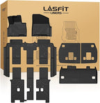 LASFIT Floor Mats & Backrest Mats & Cargo Mat for Kia Carnival Hybrid 2026 2025 (Only Fit Hybrid & 8 Seats), All Weather TPE Custom Fit Floor Liners Full Set Car Mats Trunk Mat Accessoires, Black