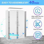 Metal Garage Storage Cabinet with Lock, 72" Tall Steel Storage Locker with 4 Adjustable Shelves, Heavy Duty Metal Cabinet for Garage, Office, Home, White