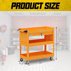 3 Tier Rolling Tool Cart on Wheels, 450 LBS Capacity Tool Cart with Drawers, Heavy Duty Rolling Utility Carts on Wheels, Rolling Tool Work Carts for Garage, Warehouse and Repair Shop,Orange