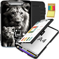 Clipboard with Storage,Office Supplies Nursing Clipboards Folder with Pen Holder Plastic Storage ClipBoard Foldable for Teacher Nurse,Lion Proverbs 3:5