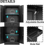BESFUR 71" H Metal Storage Cabinet with 1 Lockable Drawer and 2 Lockable Doors, Garage Storage Cabinet with 2 Adjustable Shelves, Locking Cabinet for Garage, Office, School - Black
