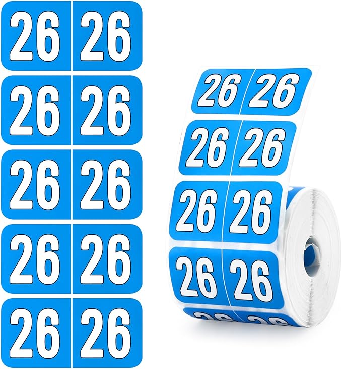 500 Pcs 2026 Year Stickers, Waterproof File Folder Labels, Self-Adhesive Rectangle Tabs for End Folders and Envelopes, Number Tabs, Office and Home Supplies (Blue)