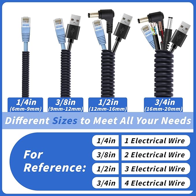 250FT Split Wire Loom Tubing, 1/4 Inch Wire Protector Tubing, Automotive Wire Flexible Conduit Cord Covers with 20 Cable Ties for Automotive Marine RV Agriculture Electrical Cable Protection