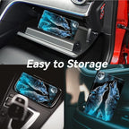 Car Registration and Insurance Holder, Leather Car Glove Box Organizer, Cool Car Accessories for ID, Driver's License Cards & Essential Document, business cards, Men&Women,Howling Wolf/Moon