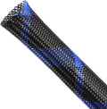 Expandable Braided Sleeving, PET Automotive Wire Loom, Flexible Cable Management for Audio Video and Other Home Device, Cord Protector from Pets (Black Blue, 1/8" x 25ft)