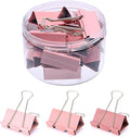 Temiary Aesthetic Binder Clips, 12 Pcs 2 Inches Small Metal Binder Clip with Clear Storage Container, Binding Paperwork Clamps for School Teachers Office Supplies (Pink)