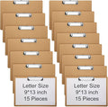Sherr 15 Pcs Clipboard 9 x 13 Inch Large Landscape Clipboards with Low Profile Clip Brown Wooden Horizontal Clipboard Layout for School Classroom Office Drawing Sketching Art Back to School Supplies