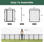 32 in(H) Decorative Garden Fence Outdoor for Yard with Gates,Heavy Duty Iron 6 Panels Total 13ft(L) Anti Dig Fence with Gravity Automatic Lock for Indoor/Outdoor Decorative Dog Fence,Black