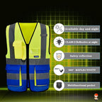A-SAFETY yellow blue construction vest