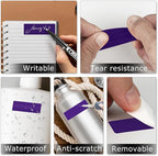 Purple Color Coding Labels 1 × 2 Inches Self-Adhesive Vinyl Rectangle Stickers Waterproof Name Tags Removable Roll for Office School Home 500 PCS
