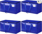 StorageRight Heavy Duty Moving Boxes-Moving Bags with Zipper, Reinforced Handles and Tag Pocket-Collapsible Moving Supplies-Totes for Storage Great for moving, Storage and Travel 93L(Blue-4 Pack)