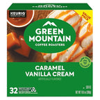 Green Mountain Coffee Roasters Caramel Vanilla Cream, Single-Serve Keurig K-Cup Pods, Flavored Light Roast Coffee Pods, 32 Count