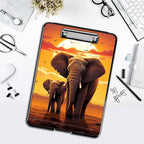 Clipboard with Storage,Office Supplies Nursing Clipboards Folder with Pen Holder Plastic Foldable Clip Board with Storage for Nurse Teacher,Sunset Elephant