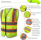 Reflective Mesh Safety Vest for Men Women with 5 Pockets and Zipper Front High Visibility Mesh Vest Hi Vis Construction Work Vest,Meets ANSI/ISEA Standards(EK175-Yellow-4XL)