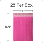 Quality Park Bubble Mailers, 8.25 x 11 Shipping Envelopes, Water Resistant Pink Poly Padded Envelopes, Redi-Strip Peel Off Closure, 25/Box (QUA85861)