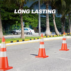 RoadHero 40 Pack 4 FT to 6.9 FT Retractable Cone Bar, Expandable Traffic Cone Bars for Parking Lots, Extendable Barricade for Road Construction, Black and Yellow, Cone Not Included