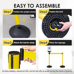 6 Pack Stanchions with Retractable Belts - Heavy Duty Crowd Control Barriers with Weighted Rubber Base, Retractable Belt Stanchions for Queue Line, Events, Public Safety(Yellow，6 Pack）