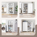 Yizosh Metal Storage Cabinet with 2 Doors and 4 Adjustable Shelves - 61" White Kitchen Pantry Storage 5-Tier Tall Steel Cabinets Locker for Kitchen, Living Room, Dining Room