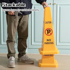 10 Pack No Parking Cones 26.38 Inch Four Sided Visibility Traffic Safety Cone No Parking Sign Floor Standing Yellow for Lawn, Driveway, Garage, Yard, Fire Lane, Construction, Street