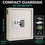Flexzion Key Box Wall Mount With Code, Key Cabinet, Key Deposit Slot, 40 Key Holder Organizer Locker Case, Colored Key Tags Wall Mounted Lock Box For Keys Storage (Gray)