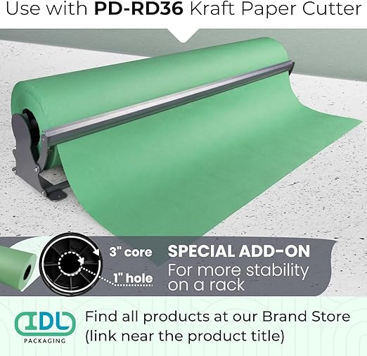 Christmas Green Kraft Paper Roll 36" x 8640" (720 ft) - Quality USA-Made Large Paper Roll 50lb Thickness for Packing, Moving, Shipping & Crafts/Art - Natural Wrapping Material by IDL Packaging